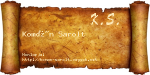 Komán Sarolt névjegykártya